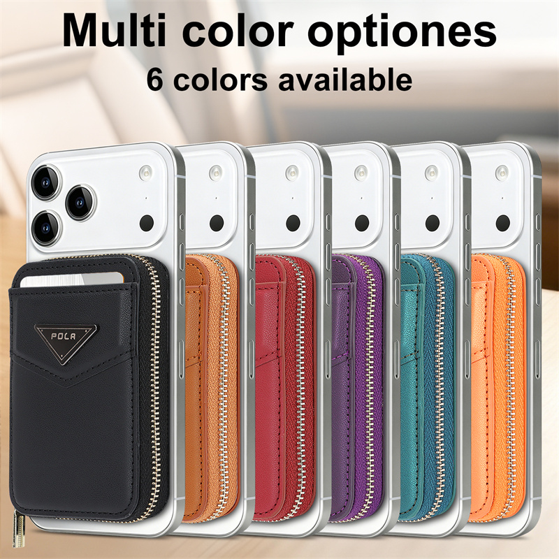 Leather Wallet Card Holder Phone Cover - ジッパー付き財布カードホルダーケース Apple iPhone 17 Pro Max