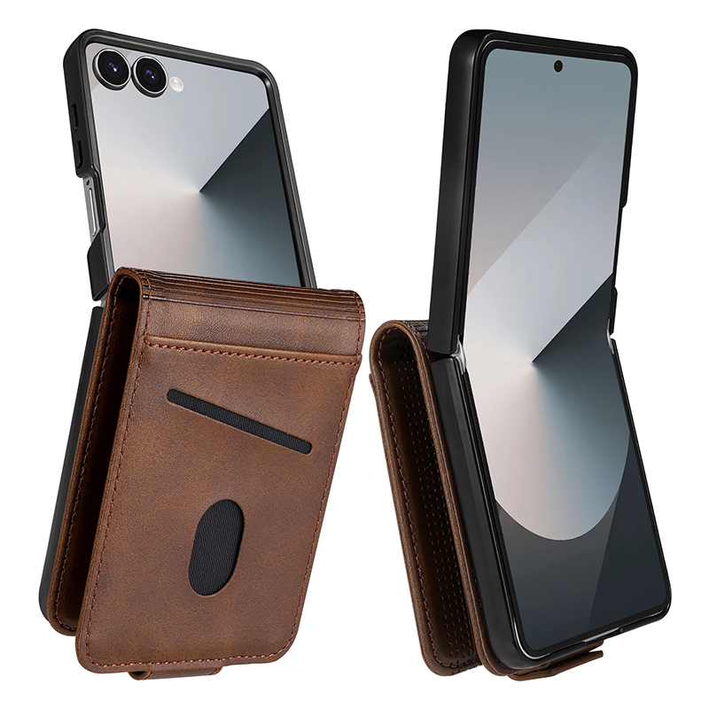 Leather Wallet Card Holder Phone Cover - レザーカードスロットホルダー付き財布型スマホケース、Samsung Galaxy Z Flip 8 7