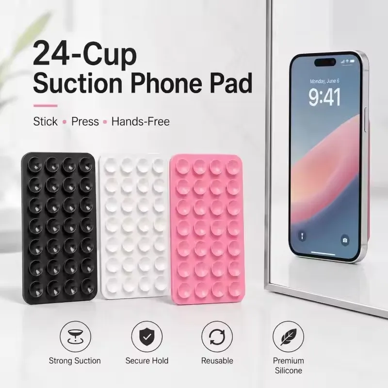 Phone Cases - シリコン製壁掛け吸盤ブラケット、多機能壁掛け吸盤、滑り止め片面スマホケースステッカー