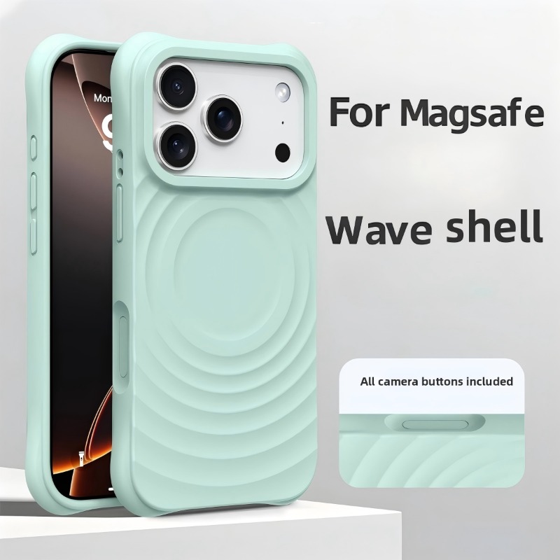 Liquid Silicone Magnetic Phone Case - 新型公式リキッドシリコン製ウォーターリップルケース iPhone 17/16/15/14/13 Pro Max用 MagSafeワイヤレス充電対応