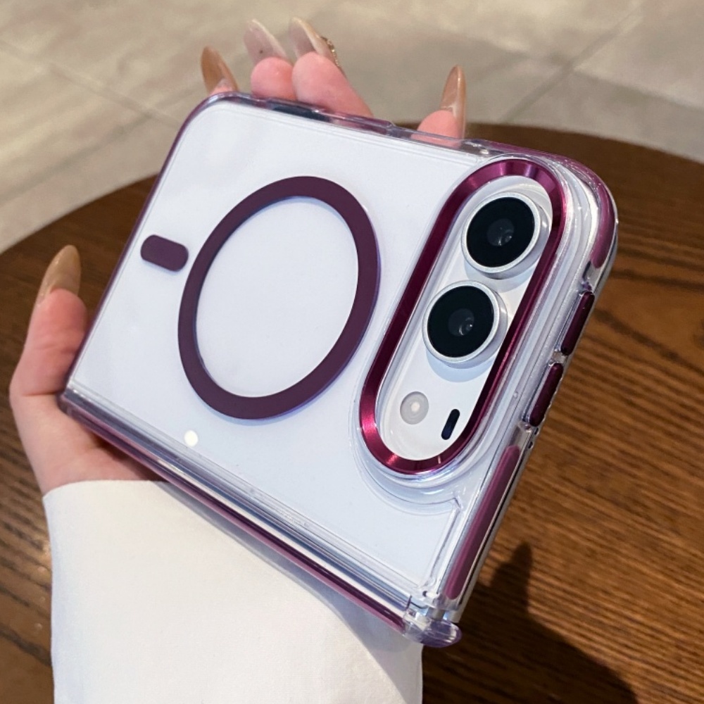Matte Hard Pc Back Case - マグセーフ対応 磁気ワイヤレス充電対応 透明ハードPC折りたたみ式iPhoneデュオ用ケース バンパーバックカバー