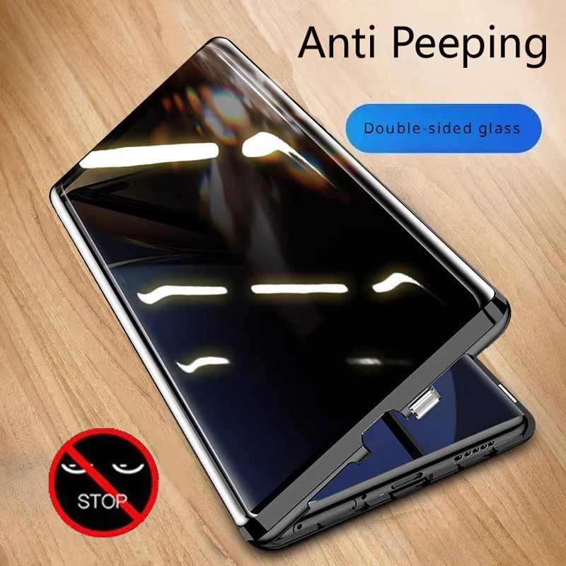 Anti Spy Privacy Glass Case - 金属電話ケース両面ガラスサムスンギャラクシー S23 S22 S25 プラス S24