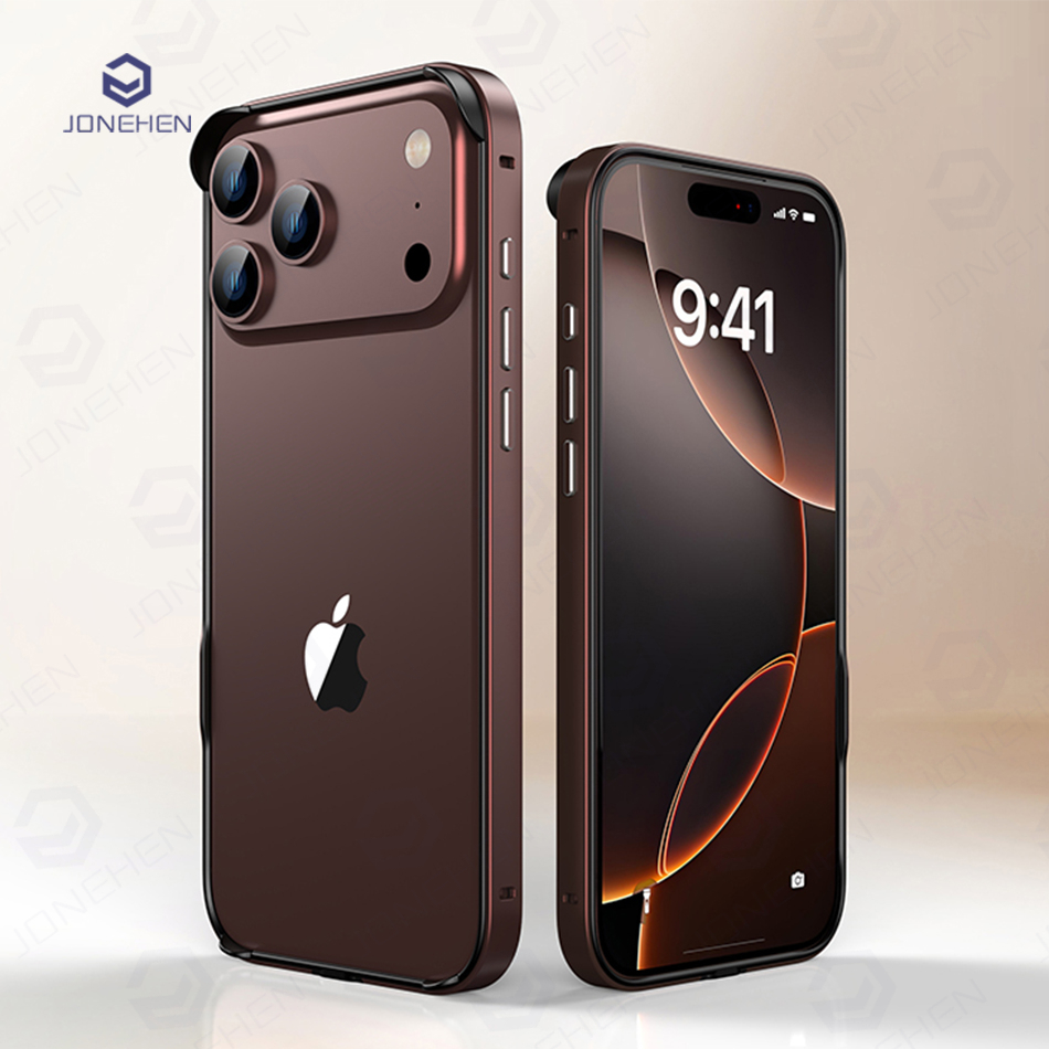 Metal Bumper Aluminum Frame Case - iPhone 18、17、16、15、14、13 Pro Max Air用、軽量ハイブリッドシリコンフレーム、アルミニウム金属ケース。優れた放熱性と保護性能を備えた合金製アクセサリー。