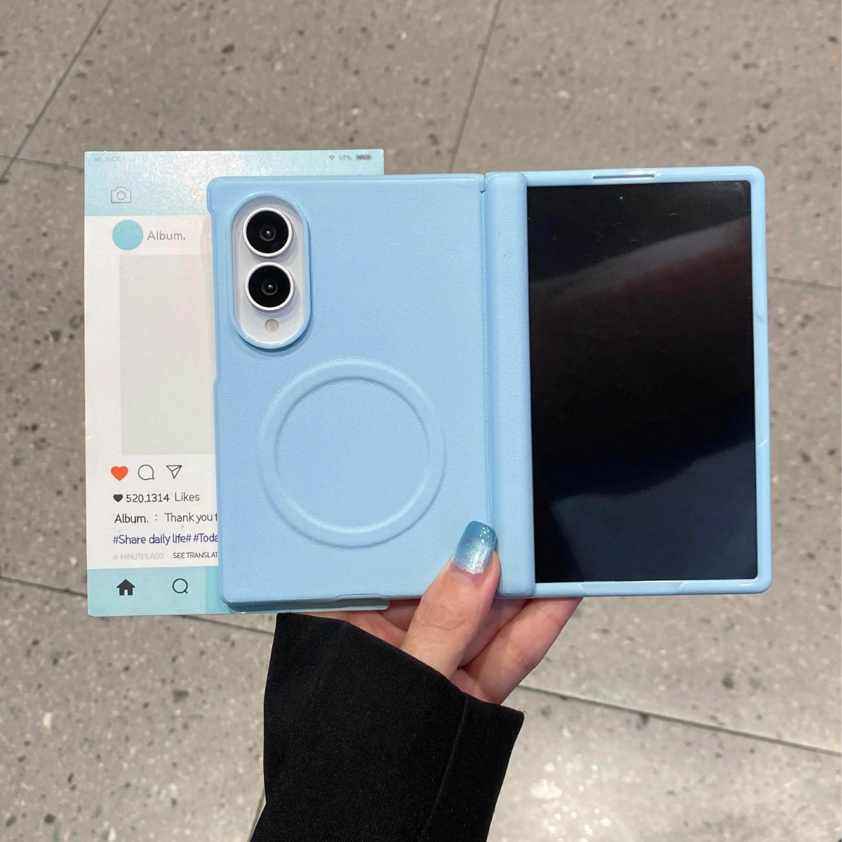 Screen Protectors - キャンディーカラーマットレザー Magsafe対応ケース Samsung Galaxy Z Fold