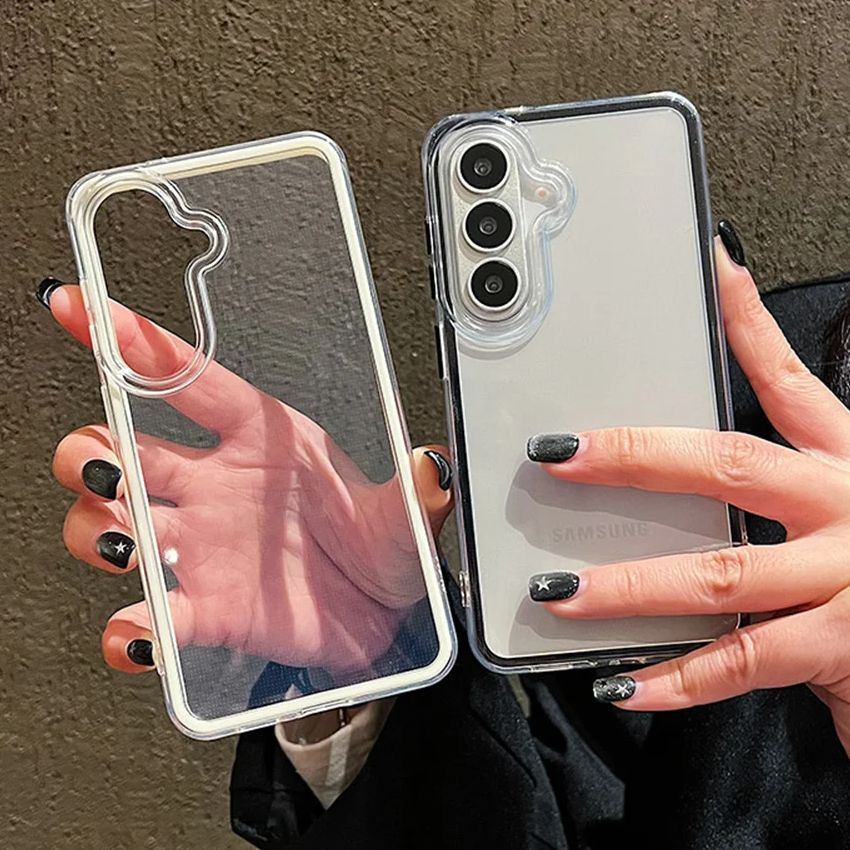Clear Shockproof Bumper Case - 高級キャンディカラーフレームクリアバックケース Samsung Galaxy S26 S25Edge S24FE