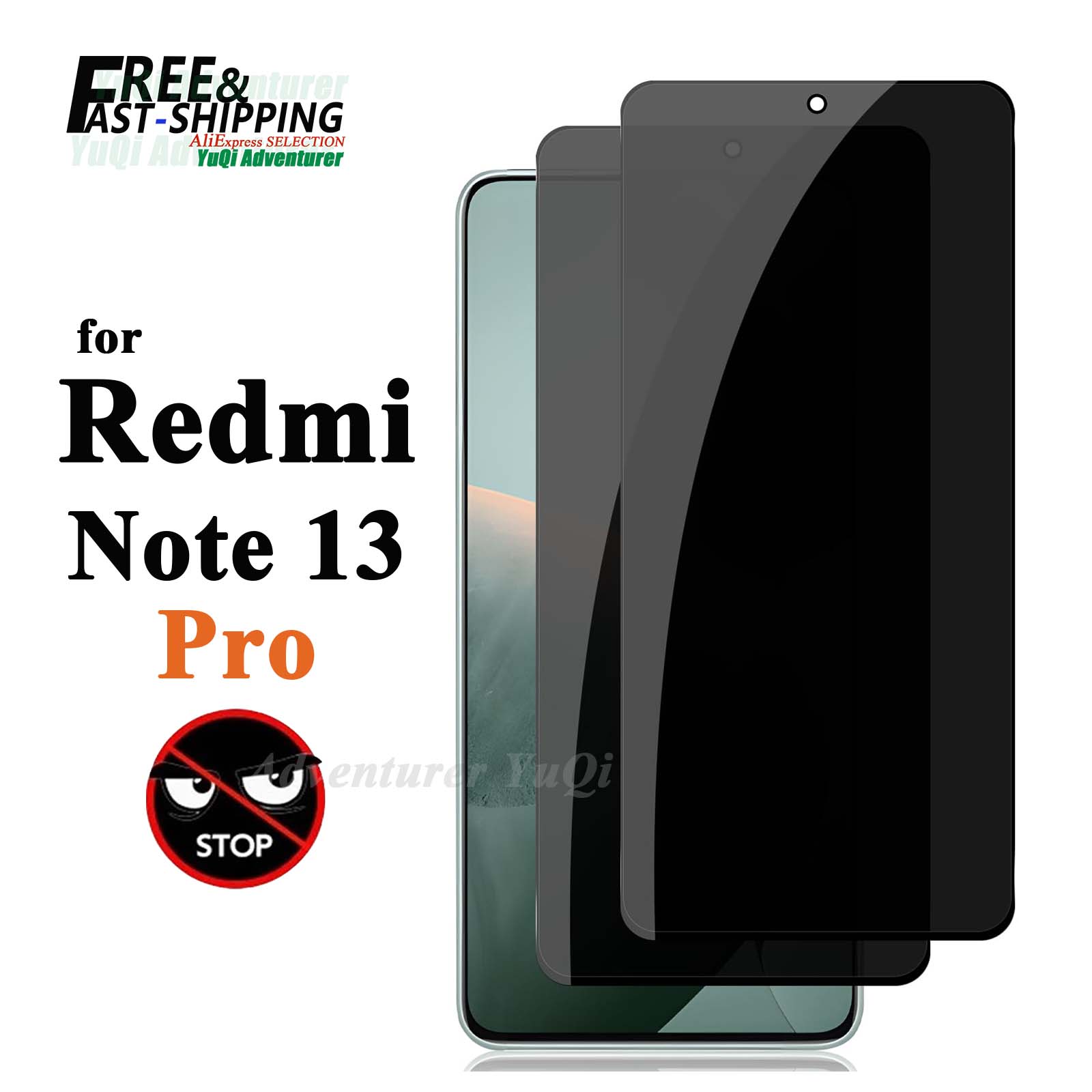 Anti Spy Privacy Glass Case - アンチスパイスクリーンプロテクター Redmi Note 13 Pro 4G