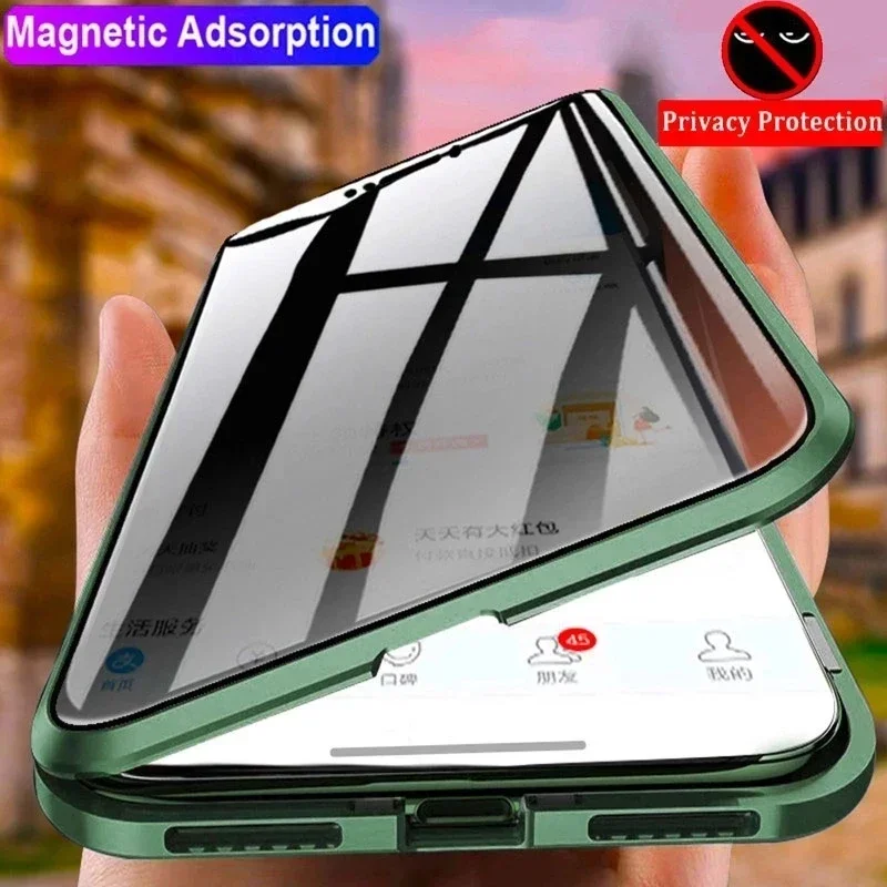 Anti Spy Privacy Glass Case - 覗き見防止スパイ対策両面強化ガラス製スマホケース OPPO Reno 14 13 12