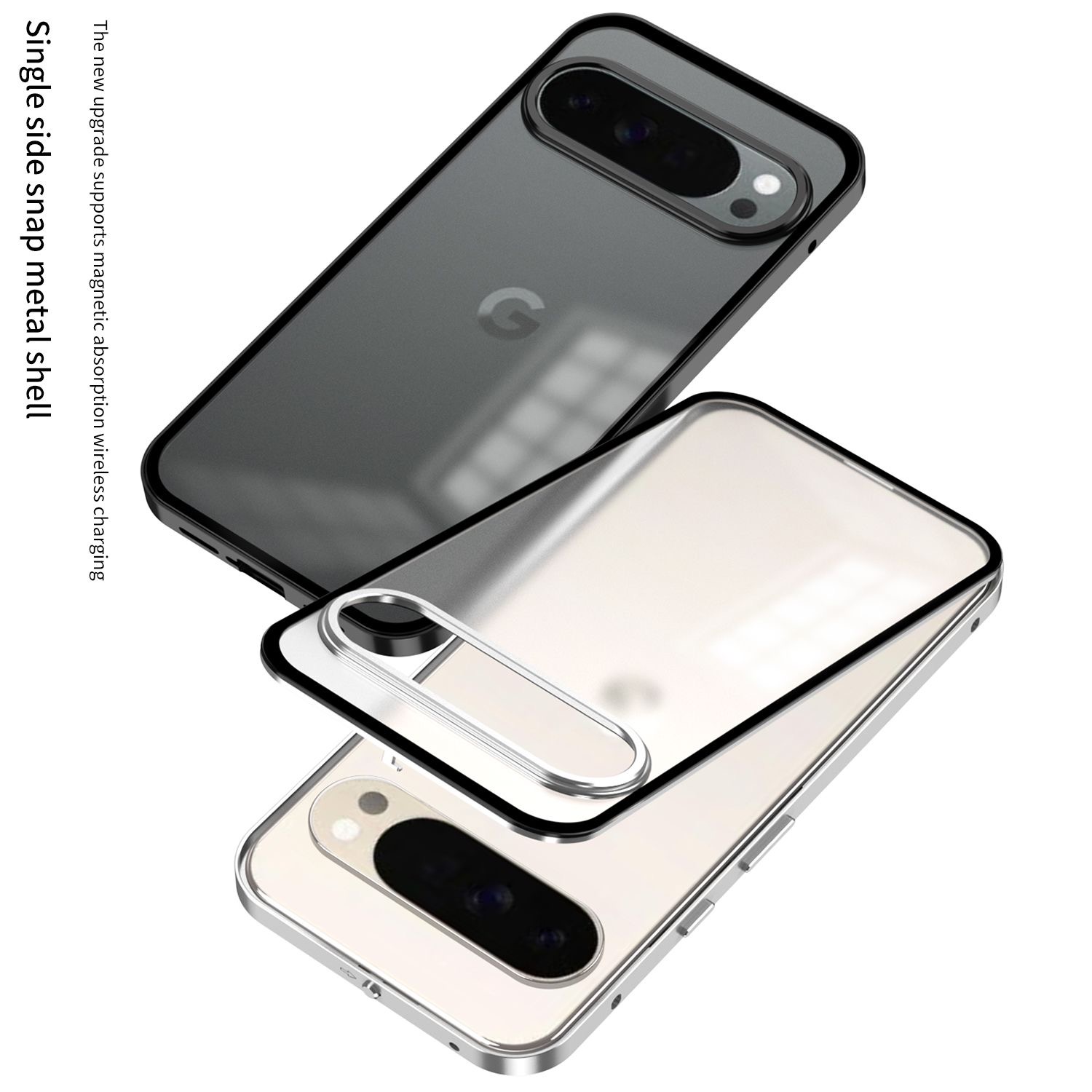 Metal Bumper Aluminum Frame Case - アルミ合金製バンパーフレーム マグネット式 2-in-1 メタルマットバックカバー Google Pixel