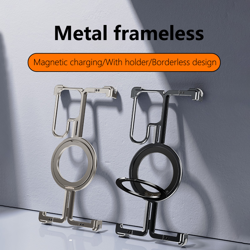 Metal Bumper Aluminum Frame Case - サムスンギャラクシーs23,s24,s25 ultra plus,magsafe,金属フレームレス磁気電話ケース,アルミニウム合金フレーム,バンパーカバー