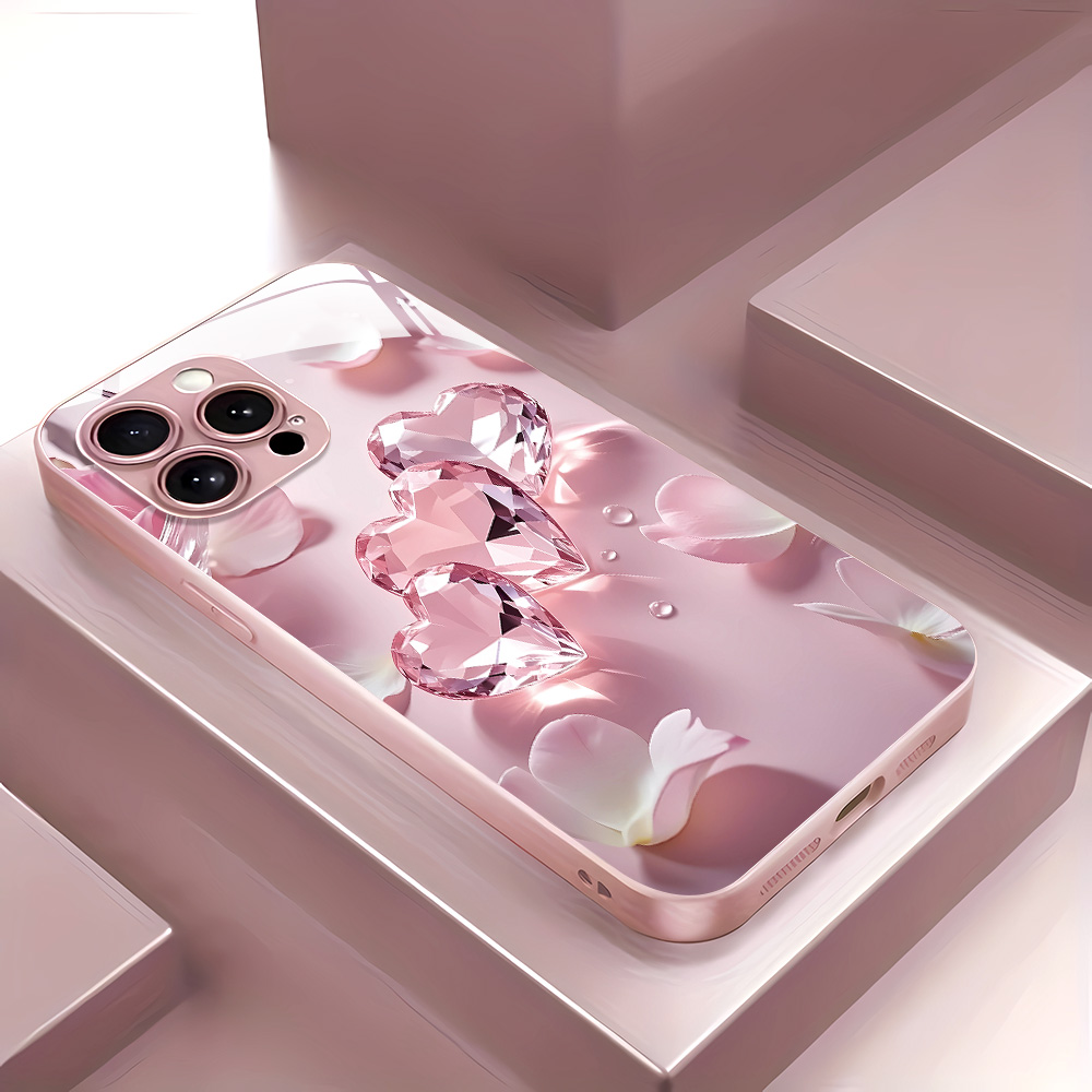 Screen Protectors - ピンクの蝶の強化ガラスケース iPhone 17 Pro Max ケース
