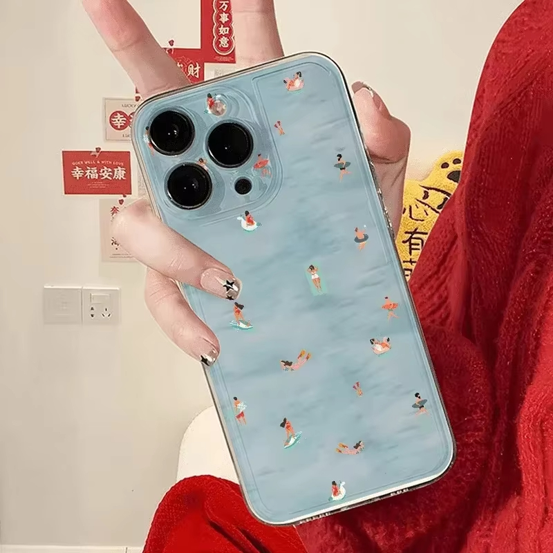 夏の水泳柄スマホケース iPhone 17 16 15 14 - Clear Shockproof Bumper Case のレビューと価格