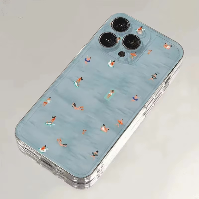 夏の水泳柄スマホケース iPhone 17 16 15 14 - Clear Shockproof Bumper Case のレビューと価格