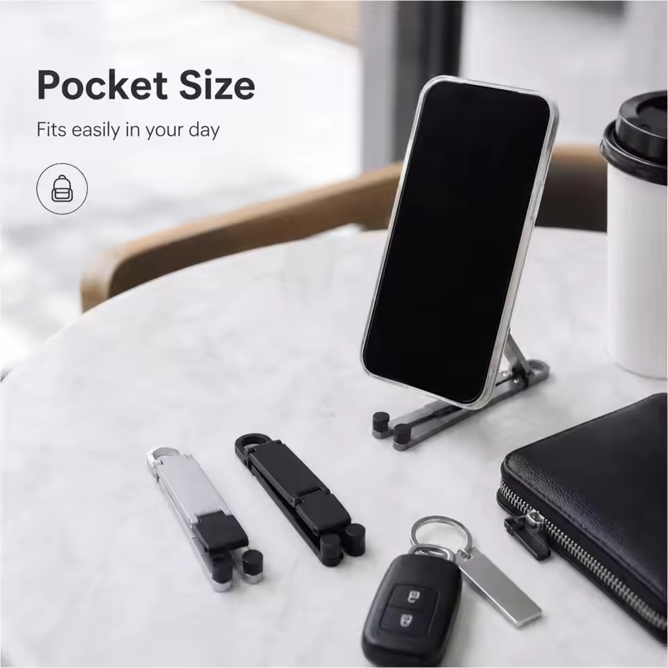 折りたたみ式キーチェーン型スマホスタンド 多角度調整可能 軽 - Phone Stands のレビューと価格
