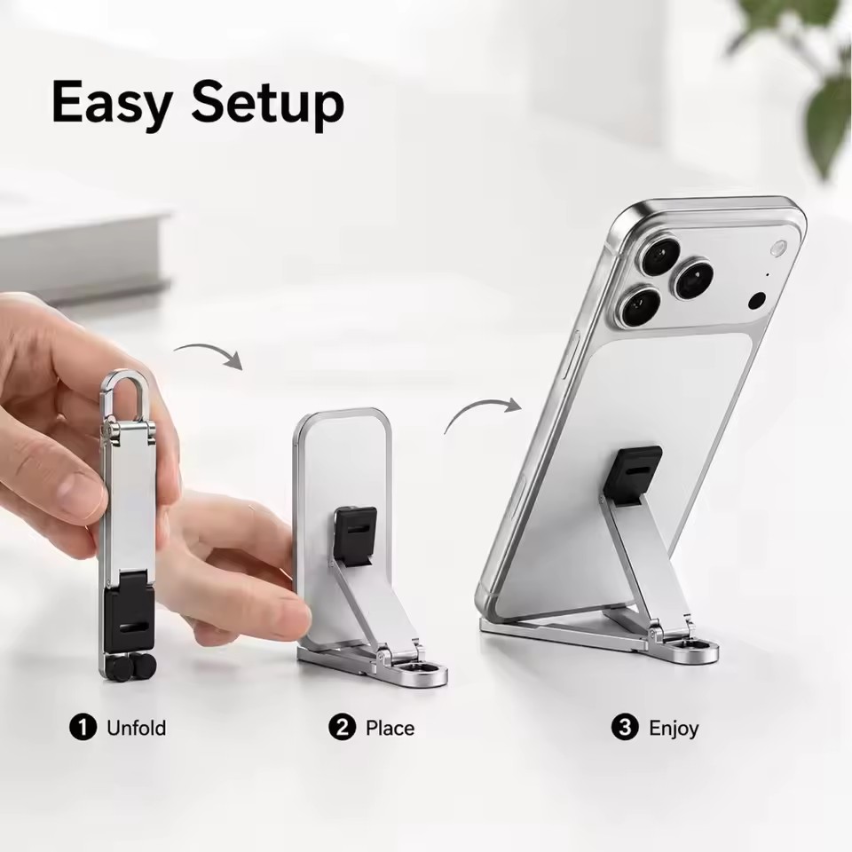折りたたみ式キーチェーン型スマホスタンド 多角度調整可能 軽 - Phone Stands のレビューと価格