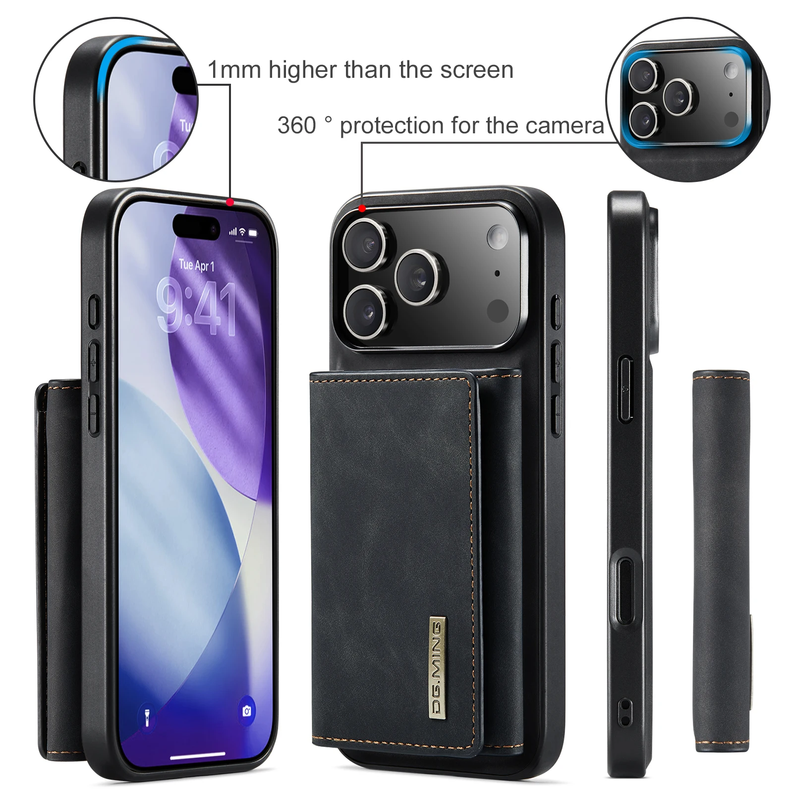 新型iPhone 17 Pro Max、Air 16、15、 - Leather Wallet Card Holder Phone Cover のレビューと価格