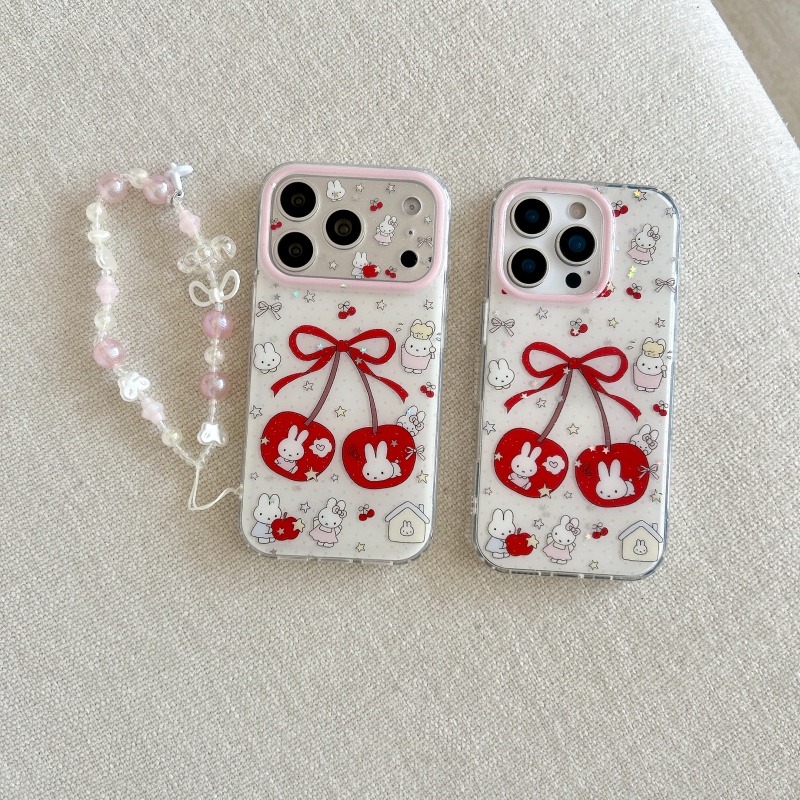 キュートな漫画風スイートチェリーミッフィー スパークリングフ - Cute Cartoon Wrist Strap Silicone Case のレビューと価格