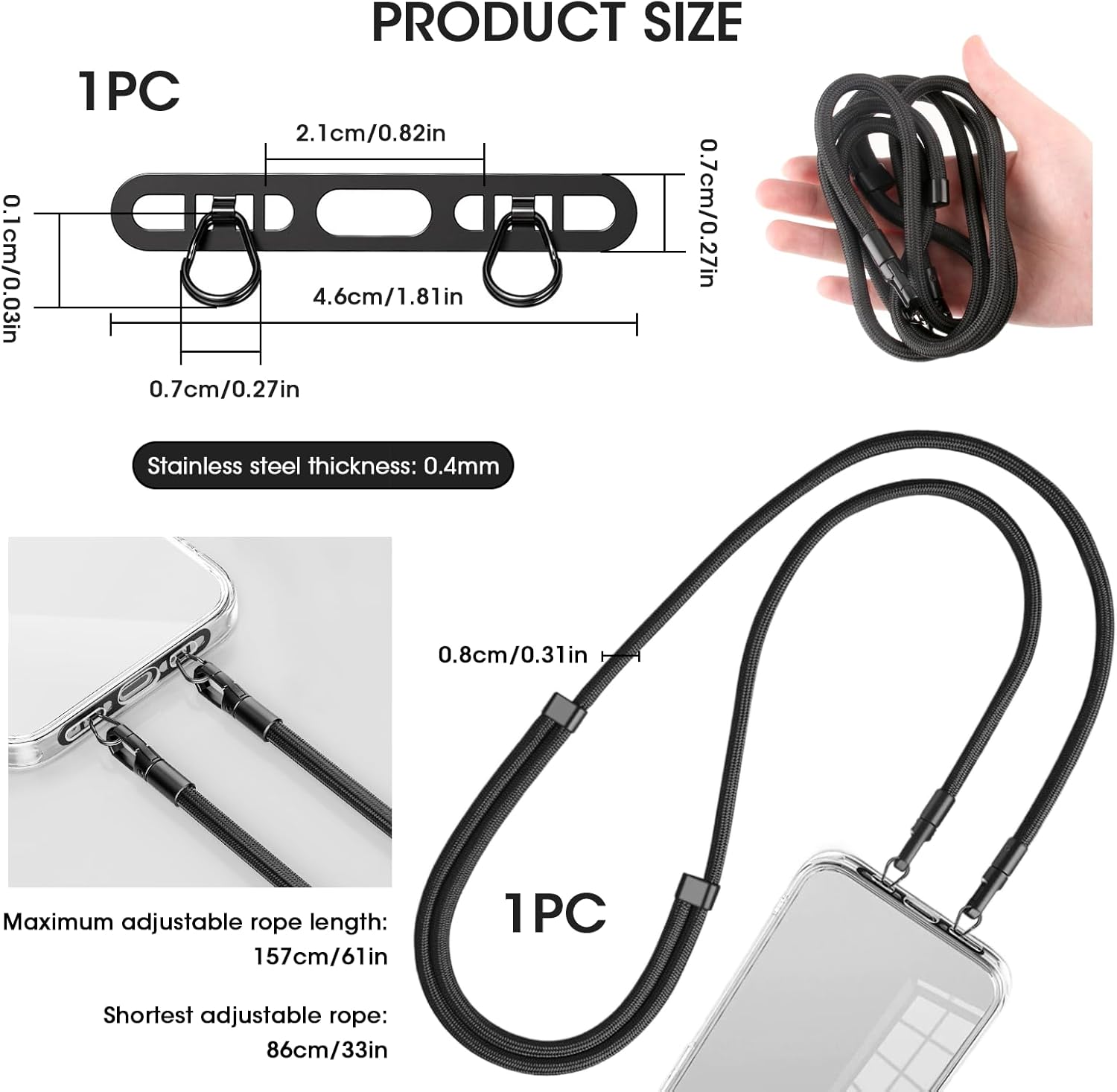 携帯電話ストラップ、アップグレードされたダブルバックルホール - Crossbody Lanyard Neck Strap Case のレビューと価格