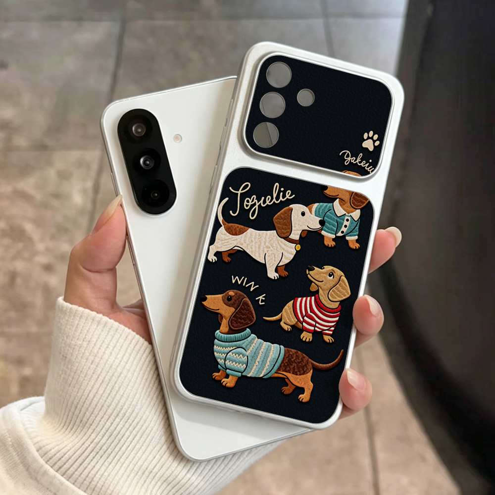 漫画風ダックスフント柄スマホケース サムスン A56 A55 - Cute Cartoon Wrist Strap Silicone Case のレビューと価格
