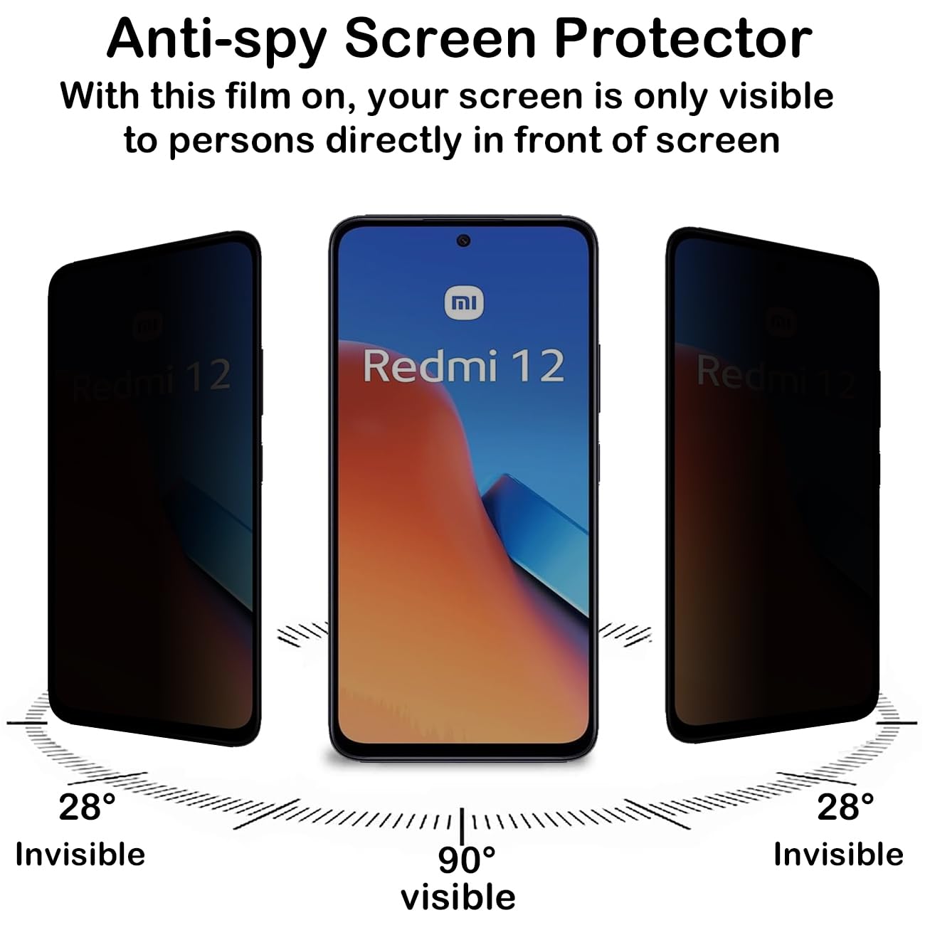 アンチスパイスクリーンプロテクター Xiaomi Redmi - Anti Spy Privacy Glass Case のレビューと価格
