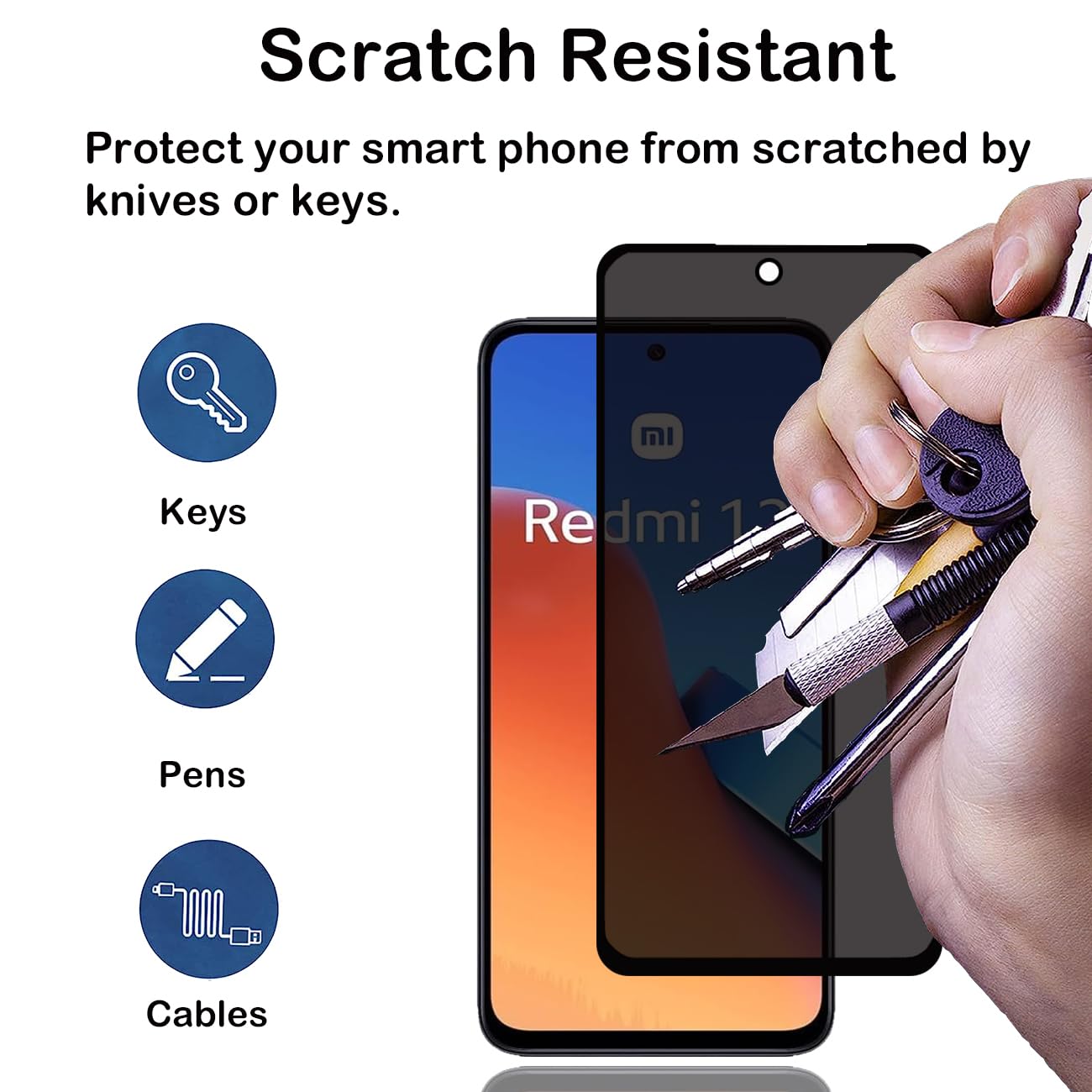 アンチスパイスクリーンプロテクター Xiaomi Redmi - Anti Spy Privacy Glass Case のレビューと価格