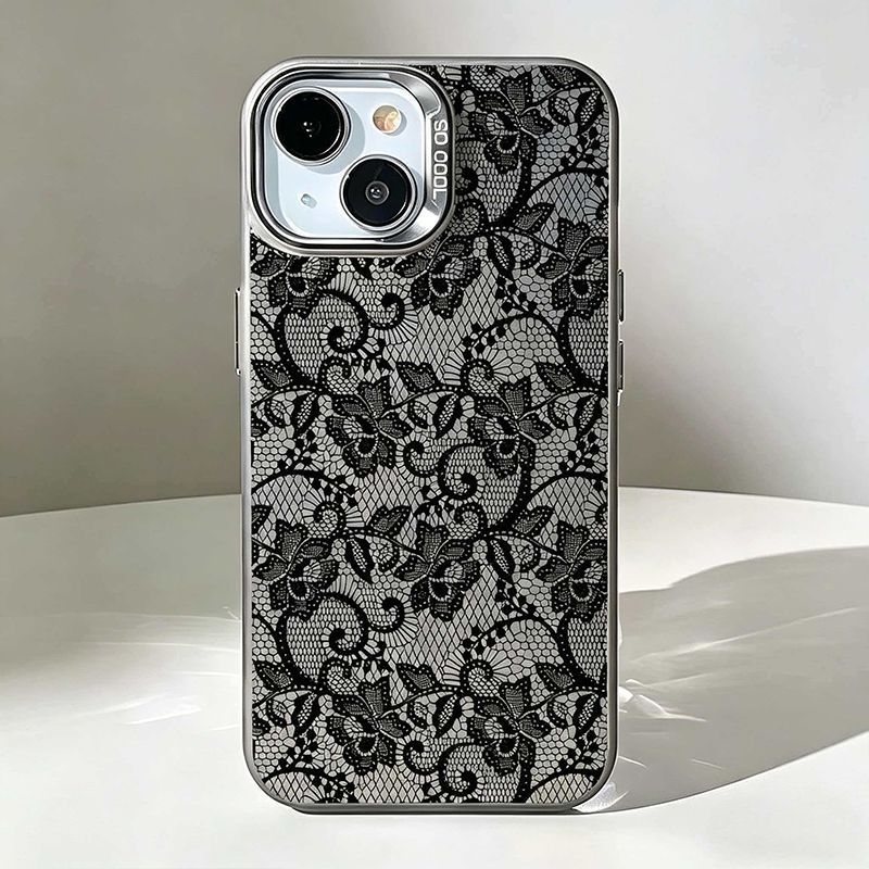 ヴィンテージブラックレースフローラルローズ柄スマホケース S - Vintage Floral Pattern Soft Case のレビューと価格