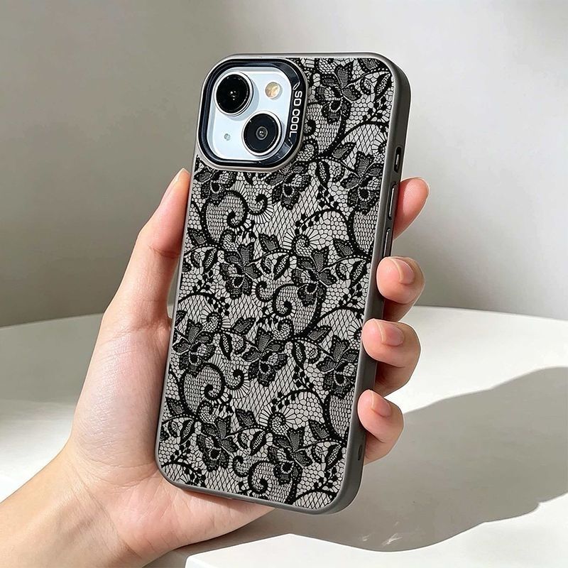 ヴィンテージブラックレースフローラルローズ柄スマホケース S - Vintage Floral Pattern Soft Case のレビューと価格