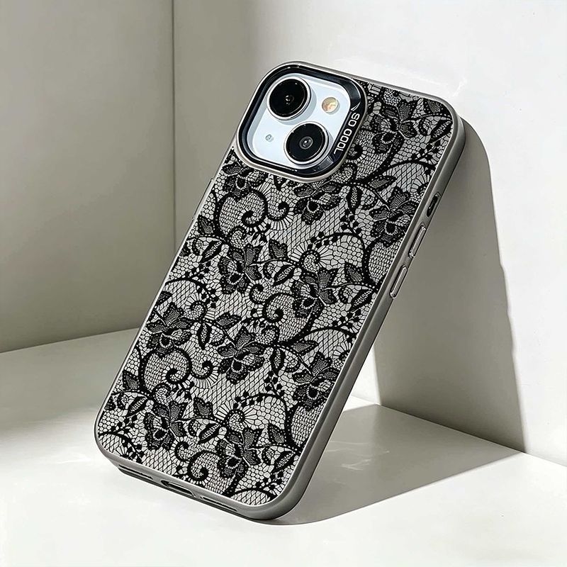 ヴィンテージブラックレースフローラルローズ柄スマホケース S - Vintage Floral Pattern Soft Case のレビューと価格