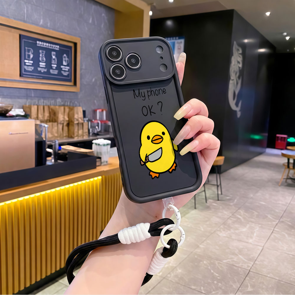 かわいい漫画のアヒルのリストストラップ付きスマホケース iP - Cute Cartoon Wrist Strap Silicone Case のレビューと価格