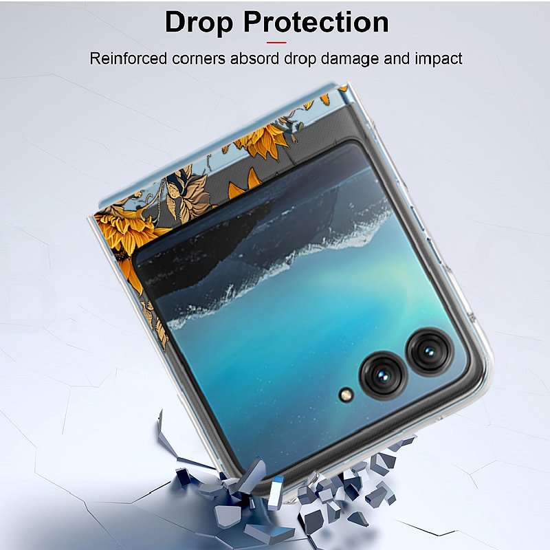 ひまわり柄クリア電話ケースモトローラ Razr 50 40  - Clear Shockproof Bumper Case のレビューと価格