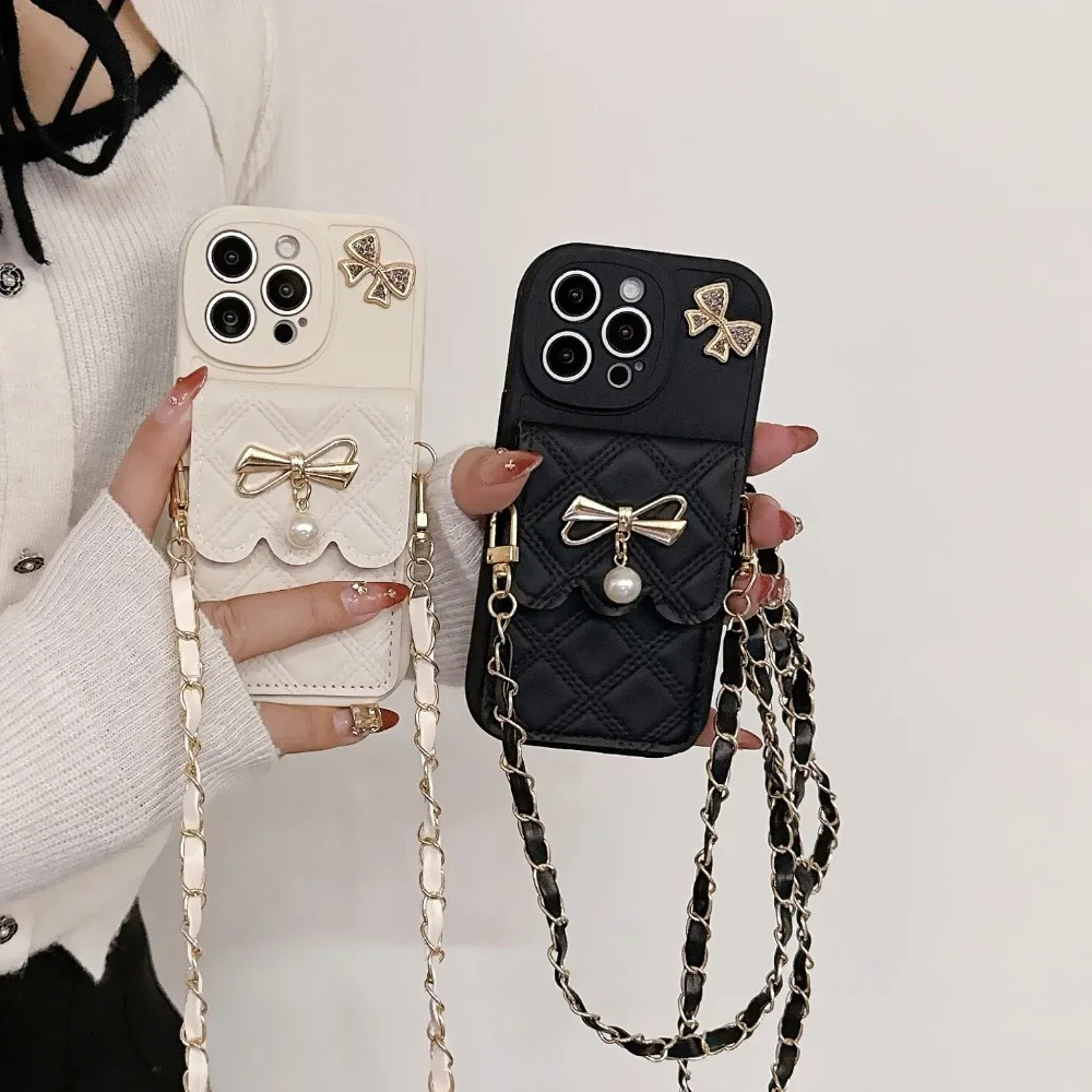 3Dリボン付きクロスボディカードホルダー付き財布型スマホケー - Leather Wallet Card Holder Phone Cover のレビューと価格
