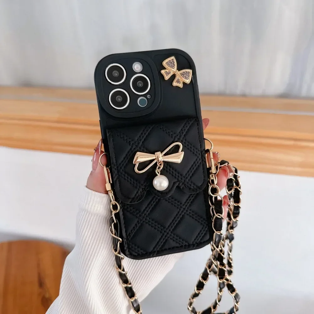 3Dリボン付きクロスボディカードホルダー付き財布型スマホケー - Leather Wallet Card Holder Phone Cover のレビューと価格