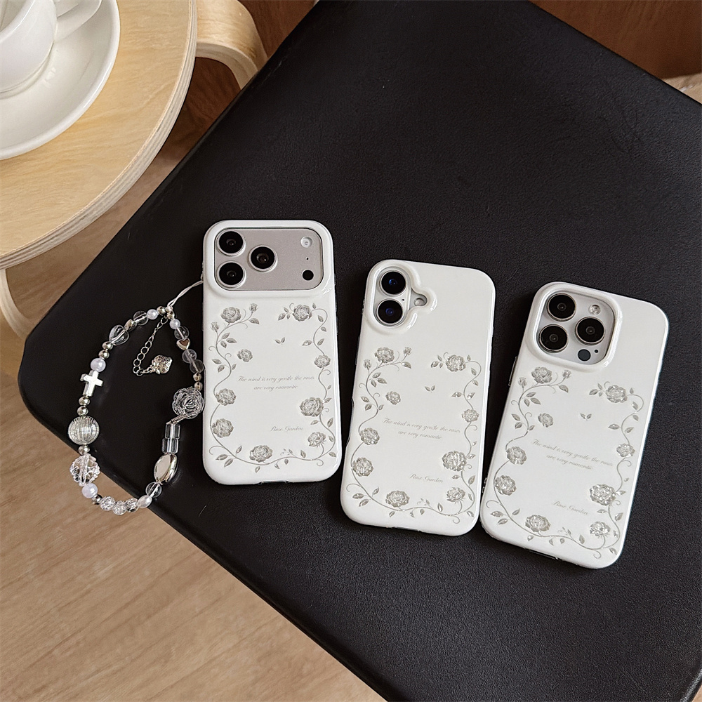 ヴィンテージシルバーローズガーデンフォンケース iPhone - Vintage Floral Pattern Soft Case のレビューと価格