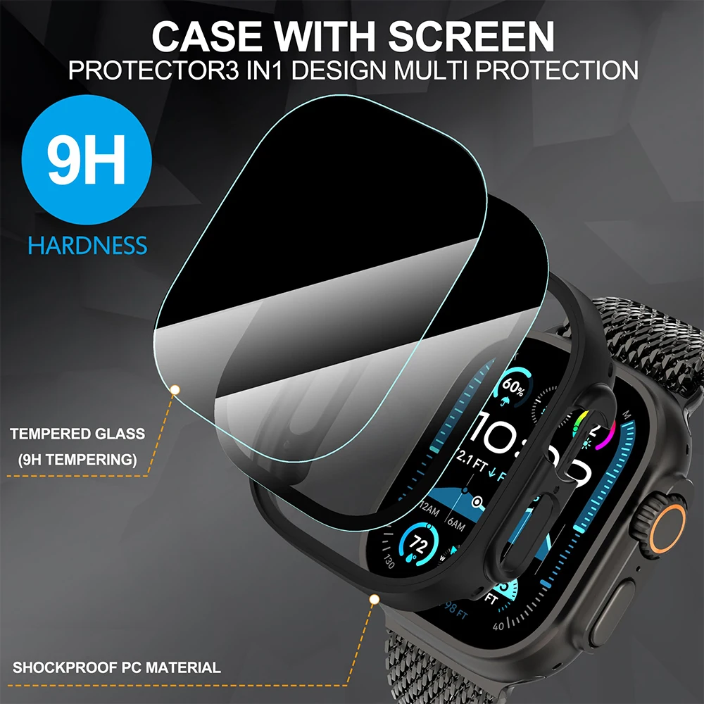 強化ガラス + プライバシーケース Apple Watch  - Anti Spy Privacy Glass Case のレビューと価格