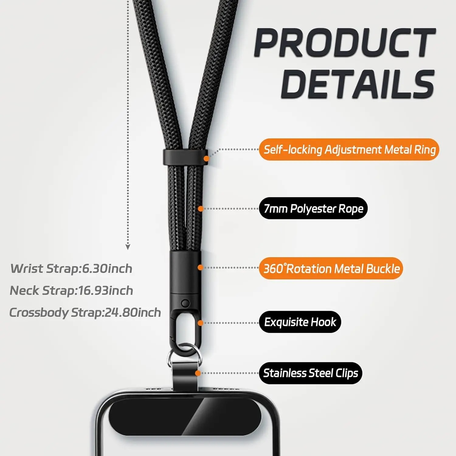 アップグレードされた落下防止360度回転クリップ付きユニバー - Crossbody Lanyard Neck Strap Case のレビューと価格