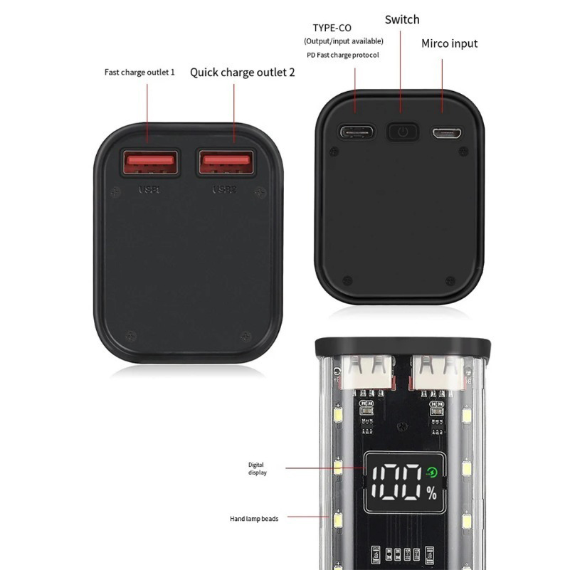 18650 パワーバンクケース USB C マイクロUSBポ - Power Banks のレビューと価格