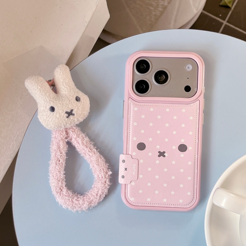 かわいいキュートな漫画風ピンクのミッフィー星柄レザー製落下防 - Cute Cartoon Wrist Strap Silicone Case のレビューと価格