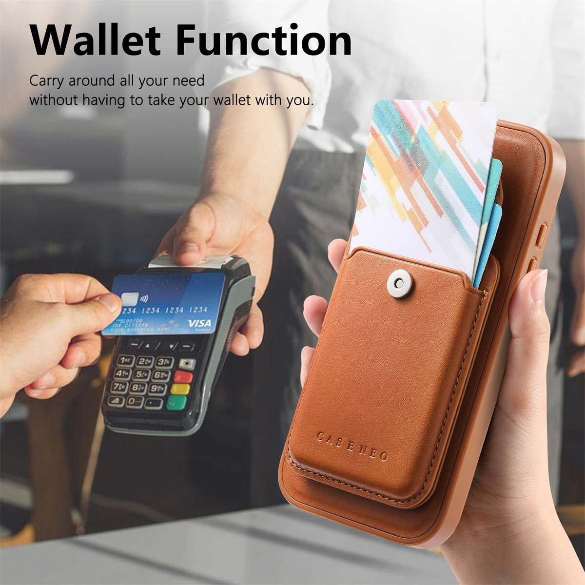 取り外し可能なマグネット式2in1レザーポケットフォンケース - Leather Wallet Card Holder Phone Cover のレビューと価格