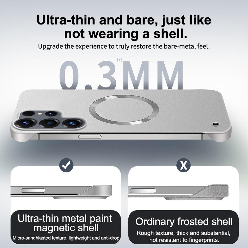 フレームレス超薄マット高級メタリックペイント磁気ケース Sa - Ultra Thin Frameless Phone Cover のレビューと価格