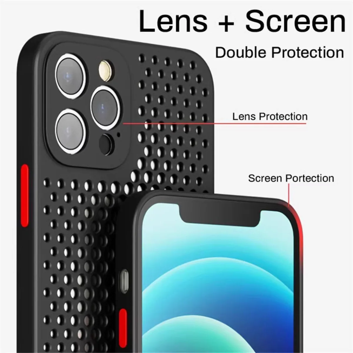 IPhone用熱放散ケース,通気性メッシュ,対照的な色,ソフ - Heat Dissipation Mesh Breathable Case のレビューと価格