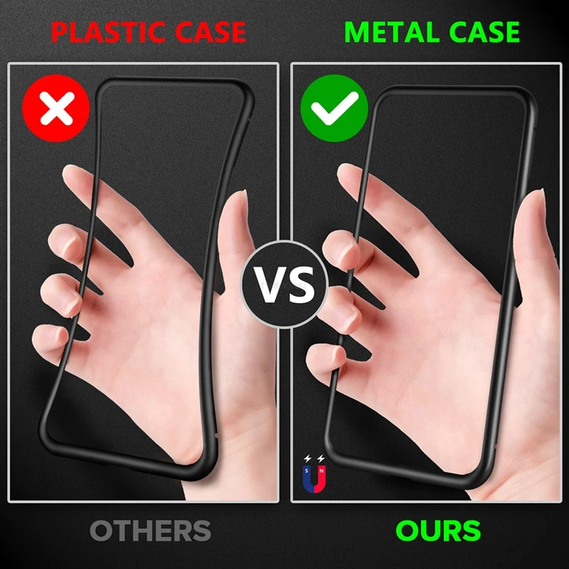 磁気強化ガラスプライバシー金属ケース iphone 15 1 - Anti Spy Privacy Glass Case のレビューと価格
