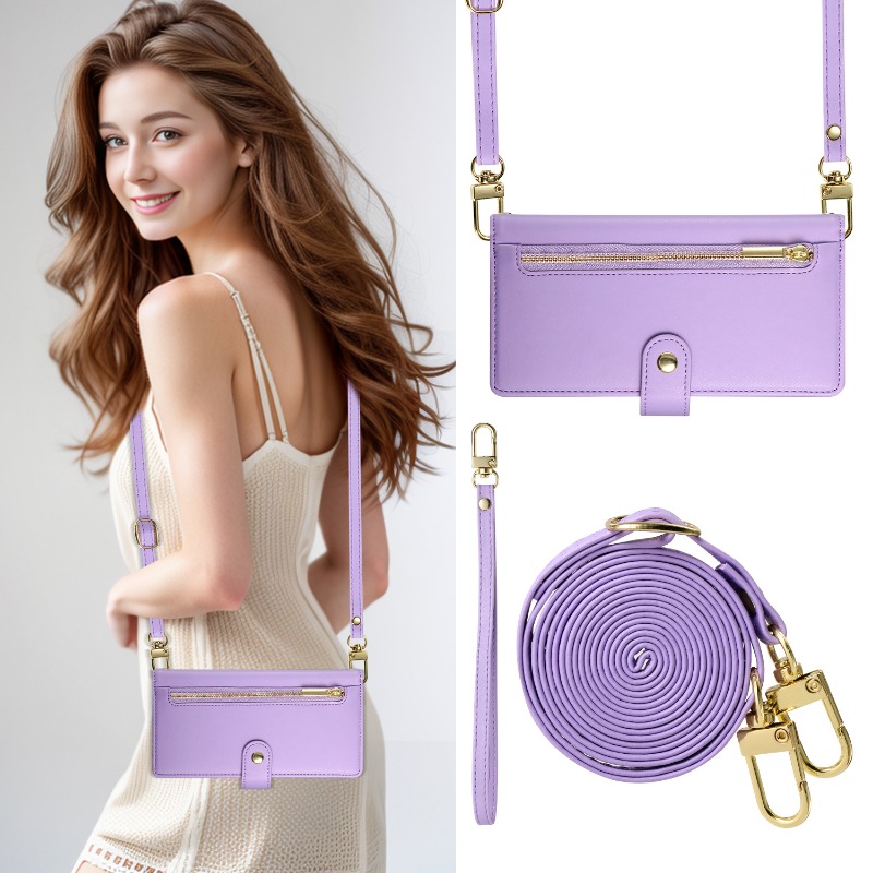 ジッパー付きクロスボディスマホケース Samsung Gal - Leather Wallet Card Holder Phone Cover のレビューと価格