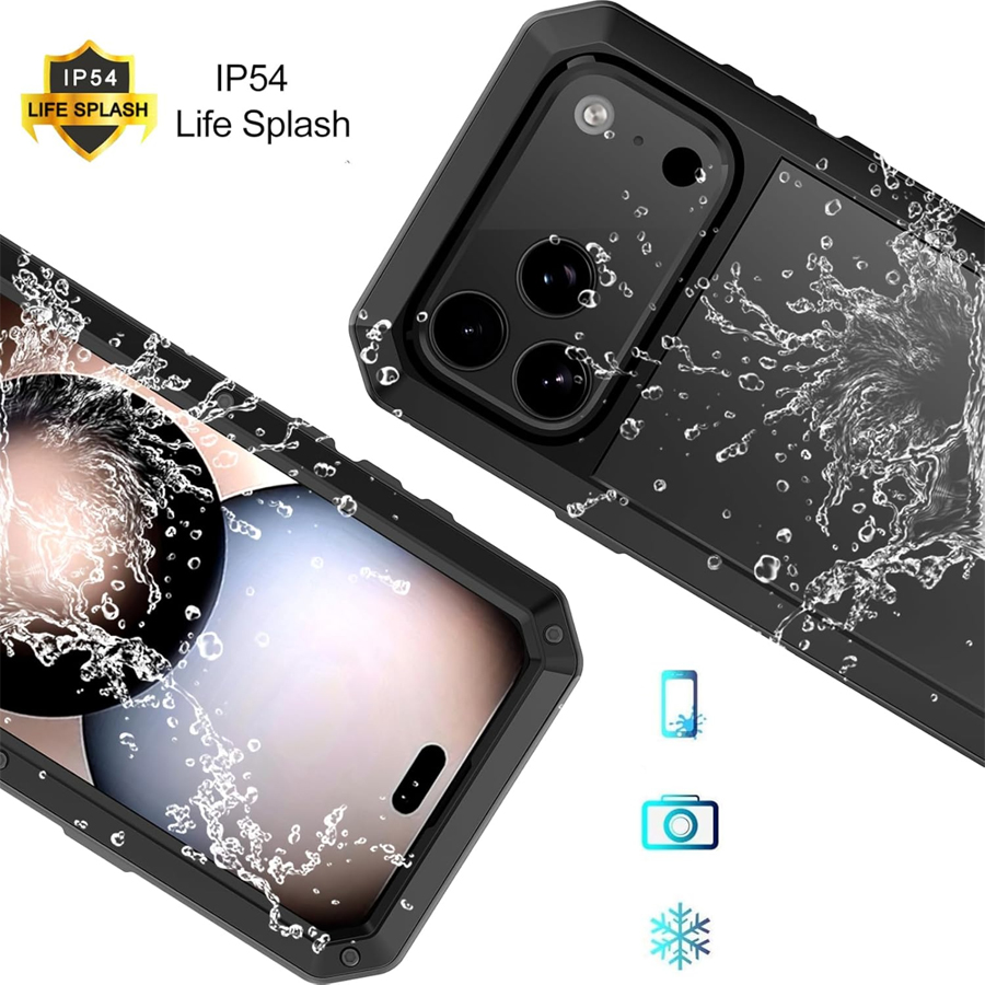 頑丈な金属製アーマー型携帯電話ケース、内蔵ガラススクリーンプ - Heavy Duty 360 Full Body Protective Case のレビューと価格